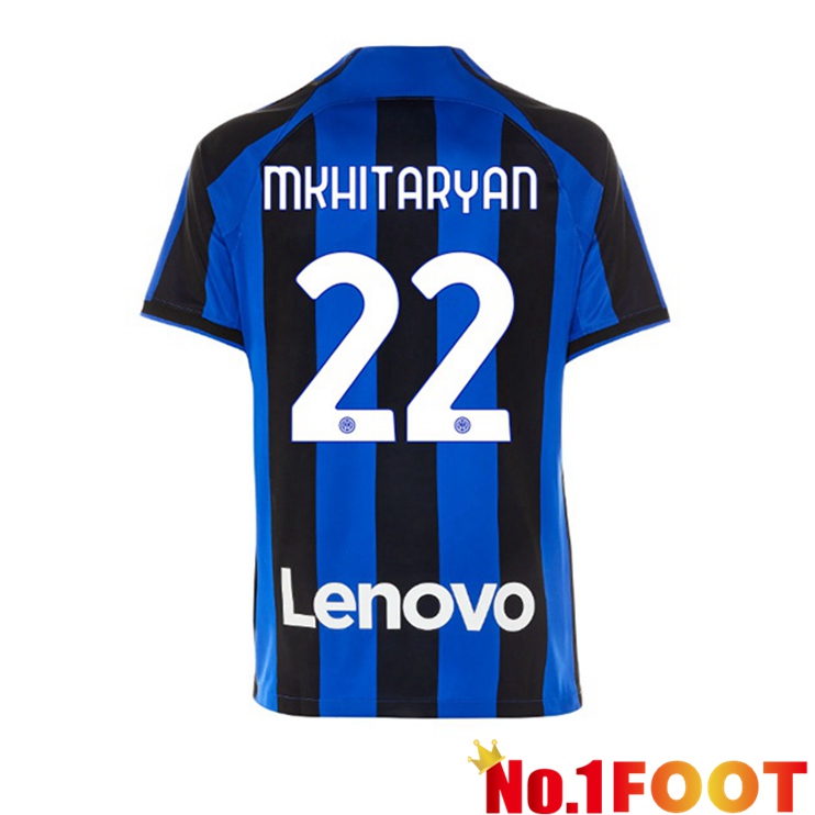 Inter Milan (MKHITARYAN 22) Soccer Jersey Home Black Blue 2022/2023