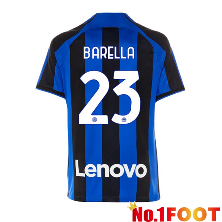 Inter Milan (BARELLA 23) Soccer Jersey Home Black Blue 2022/2023