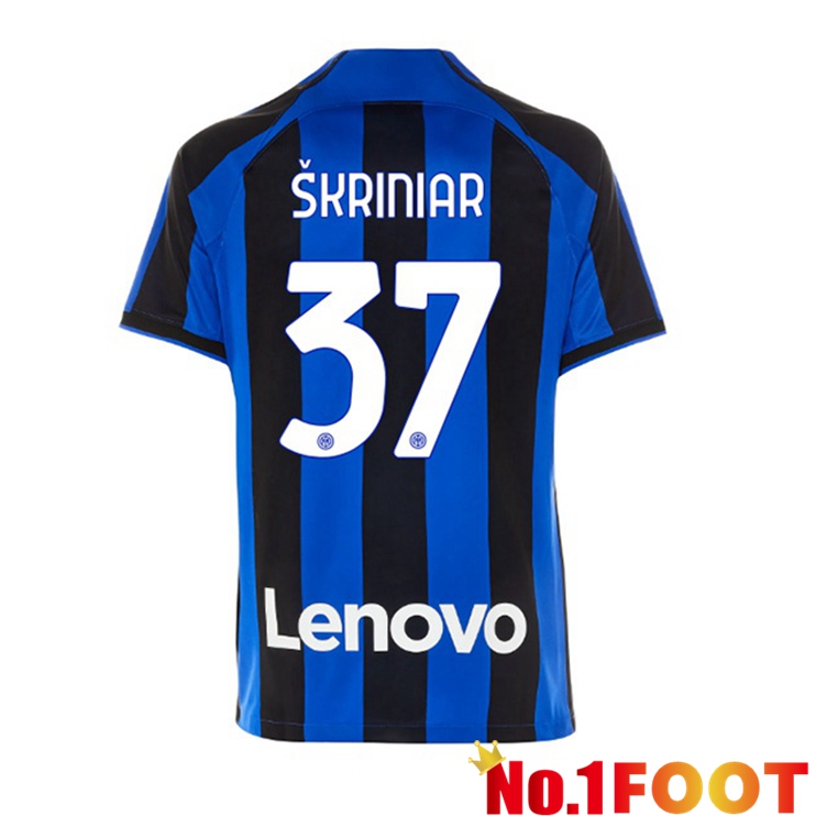 Inter Milan (ŠKRINIAR 37) Soccer Jersey Home Black Blue 2022/2023