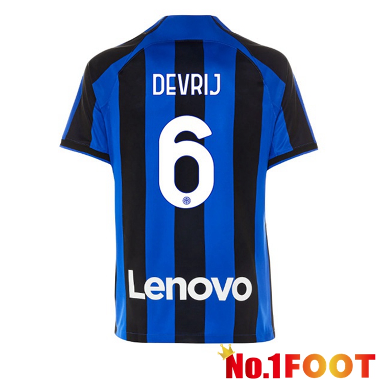 Inter Milan (DE VRIJ 6) Soccer Jersey Home Black Blue 2022/2023