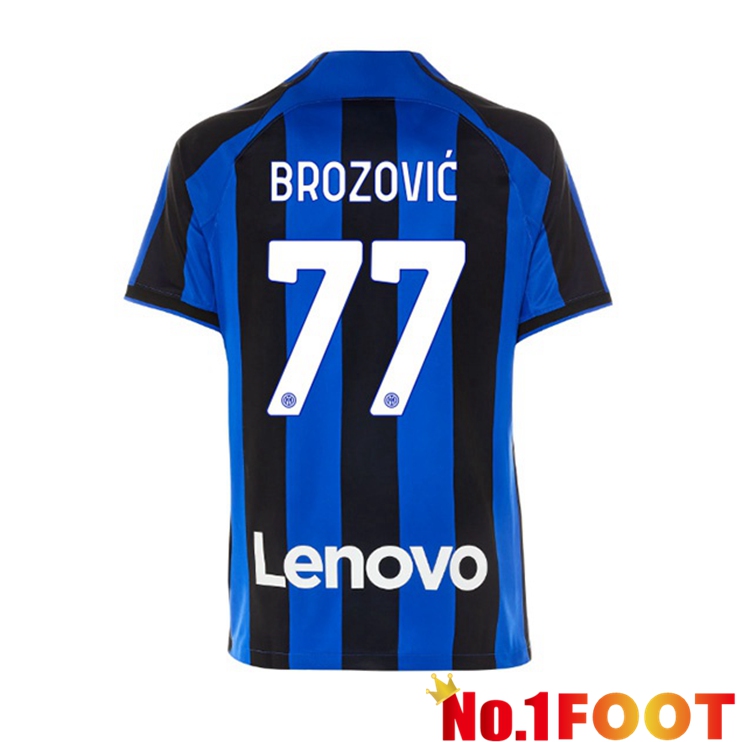 Inter Milan (BROZOVIĆ 77) Soccer Jersey Home Black Blue 2022/2023