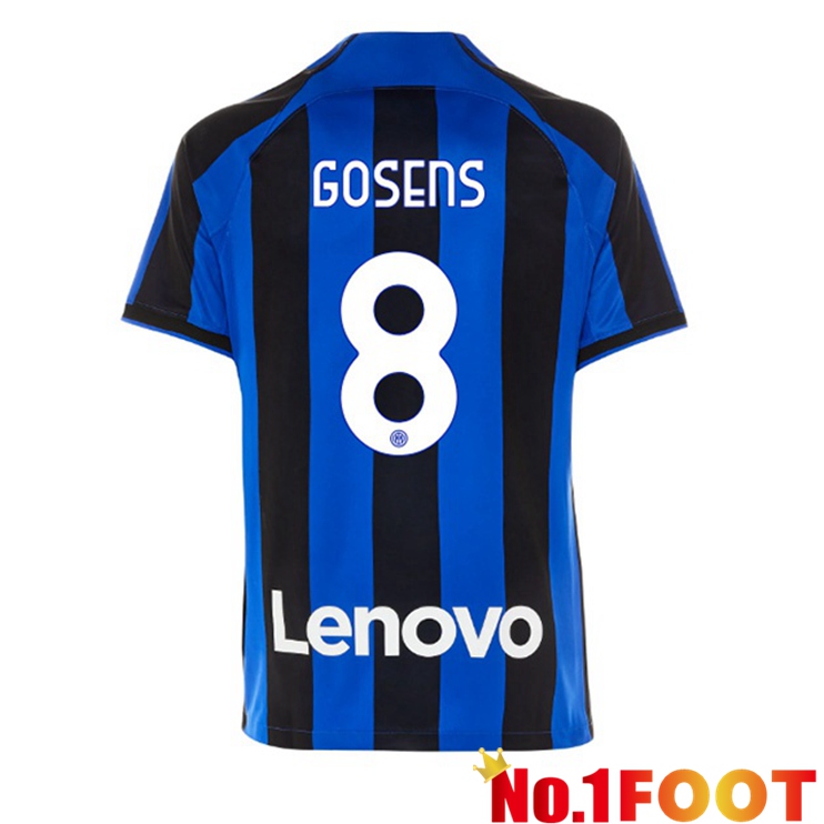 Inter Milan (GOSENS 8) Soccer Jersey Home Black Blue 2022/2023