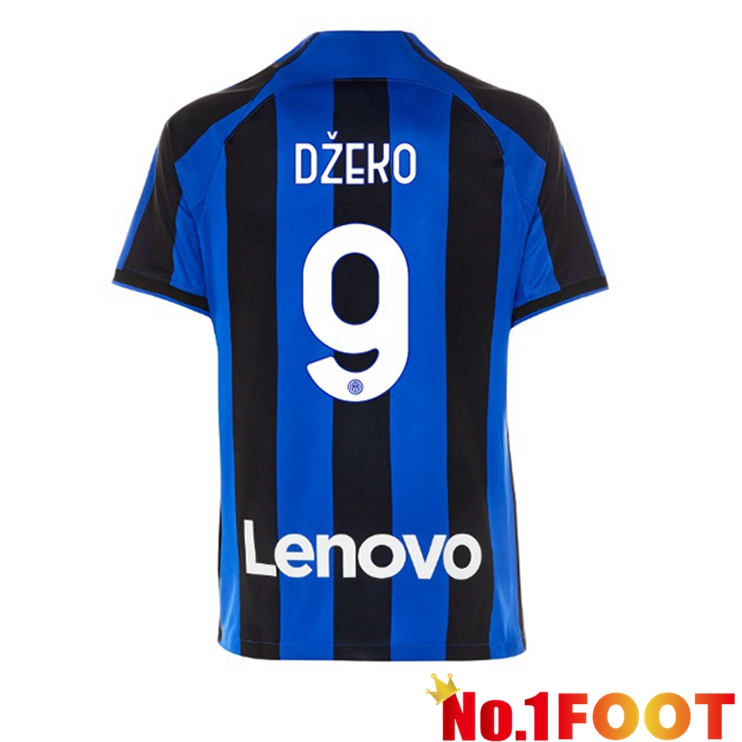 Inter Milan (DŽEKO 9) Soccer Jersey Home Black Blue 2022/2023