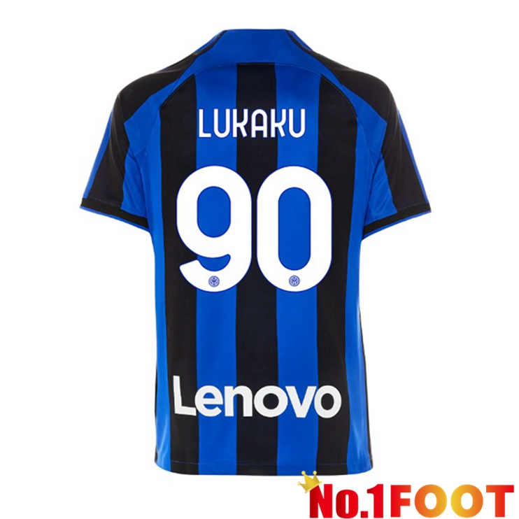 Inter Milan (LUKAKU 90) Soccer Jersey Home Black Blue 2022/2023