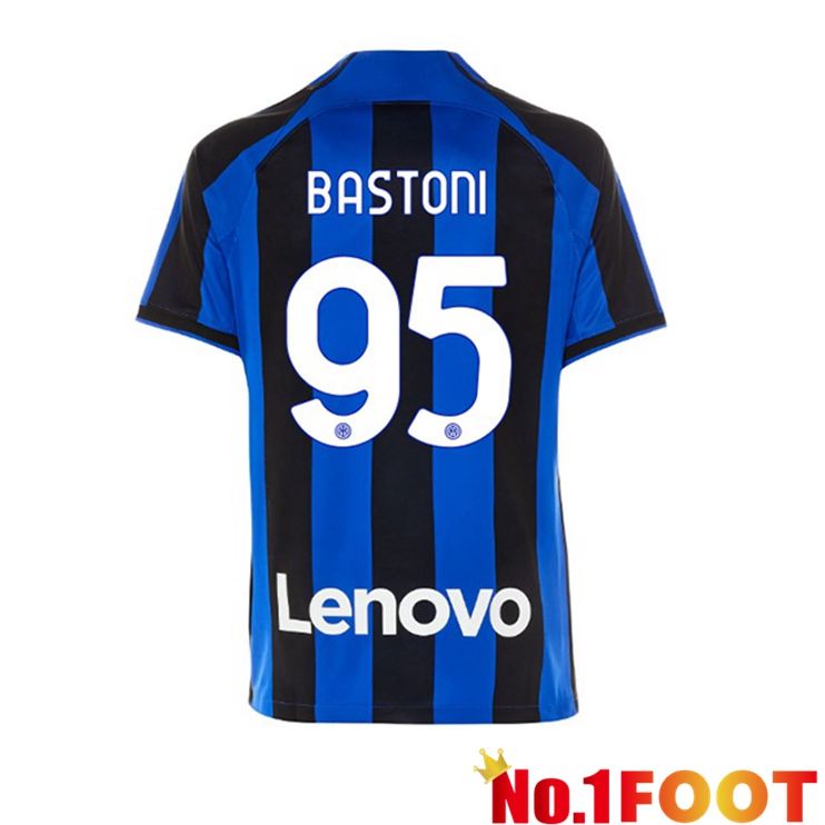 Inter Milan (BASTONI 95) Soccer Jersey Home Black Blue 2022/2023