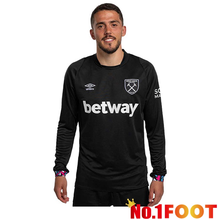 West Ham Soccer Jersey Away Long Sleeve Black 2022/2023