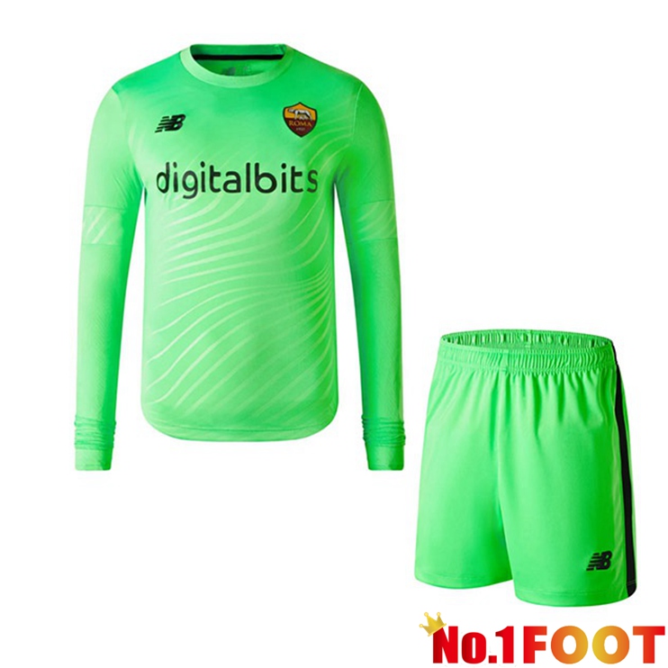 AS Monaco Kids Football Jersey Goalkeeper Long Sleeve Green 2022/2023