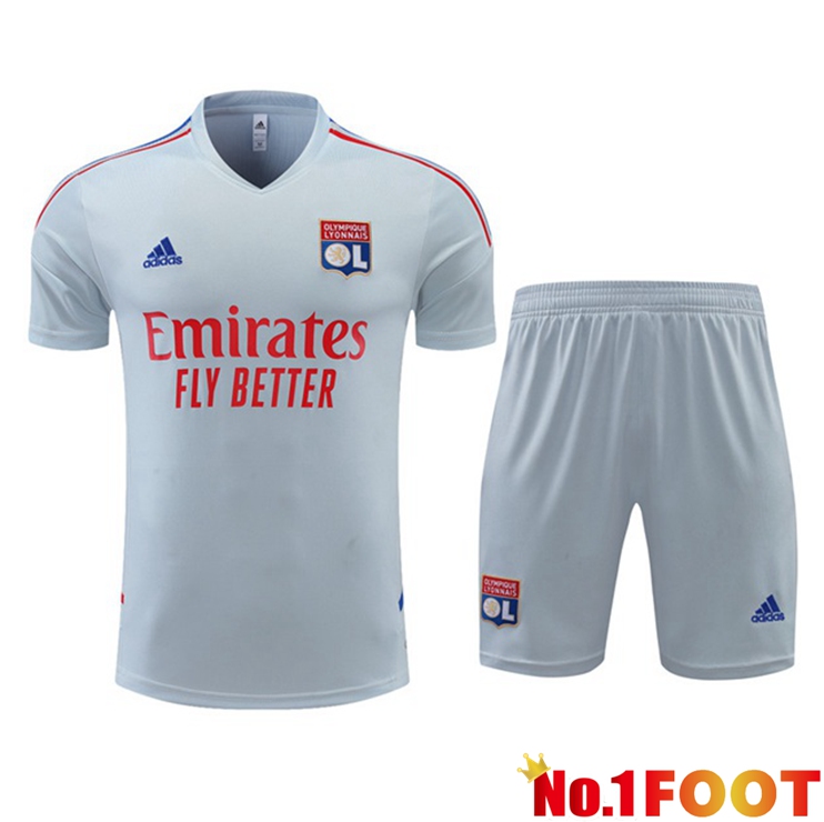 Lyon OL Training T Shirt + Shorts Grey 2022/2023