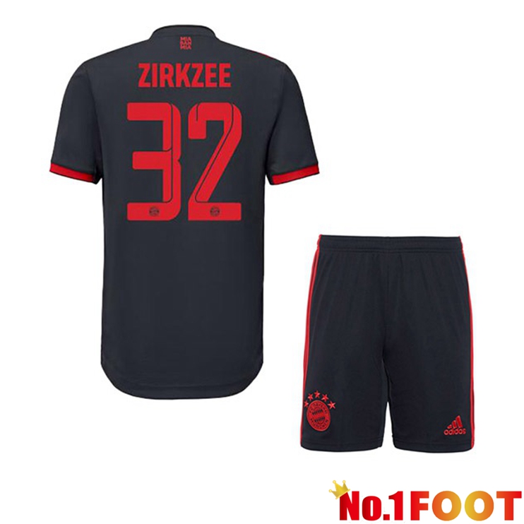 Bayern Munich (Zirkzee 32) Kids Football Jersey Third Black 2022/2023