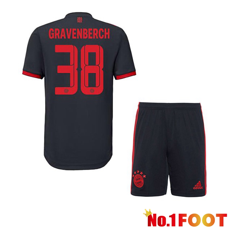 Bayern Munich (Gravenberch 38) Kids Football Jersey Third Black 2022/2023