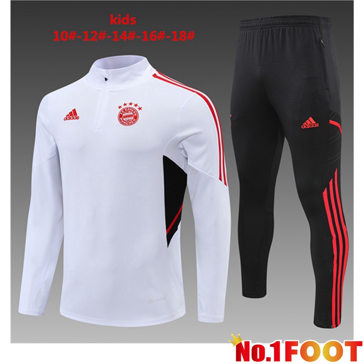 Bayern Munich Kids Training Tracksuit Suit White 2022/2023