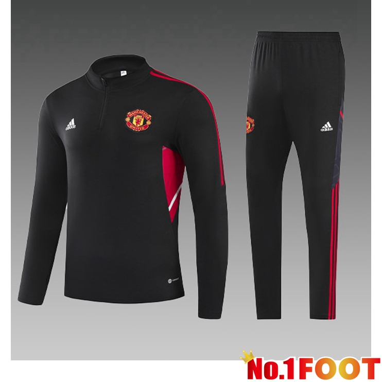 Manchester United Kids Training Tracksuit Suit Black 2022/2023