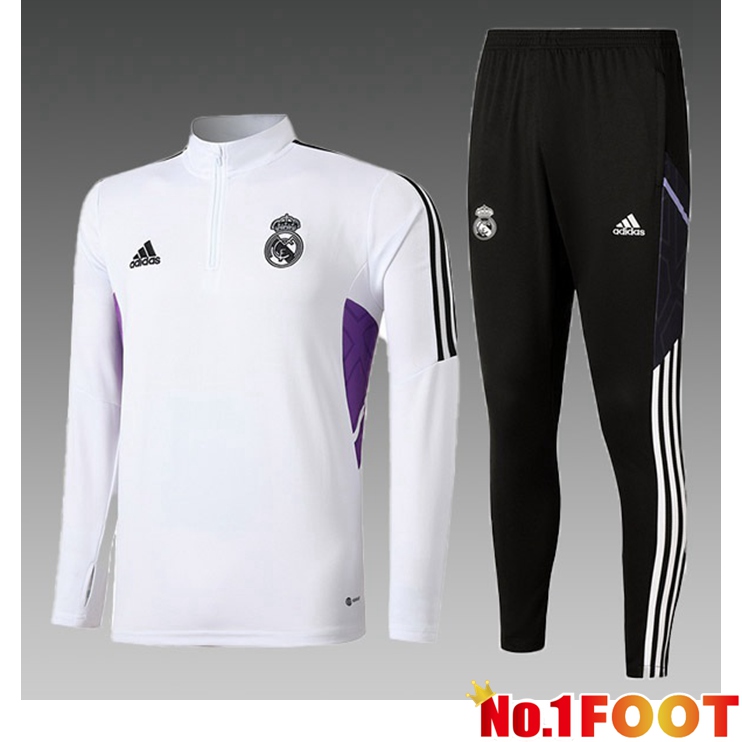 Real Madrid Kids Training Tracksuit Suit White 2022/2023