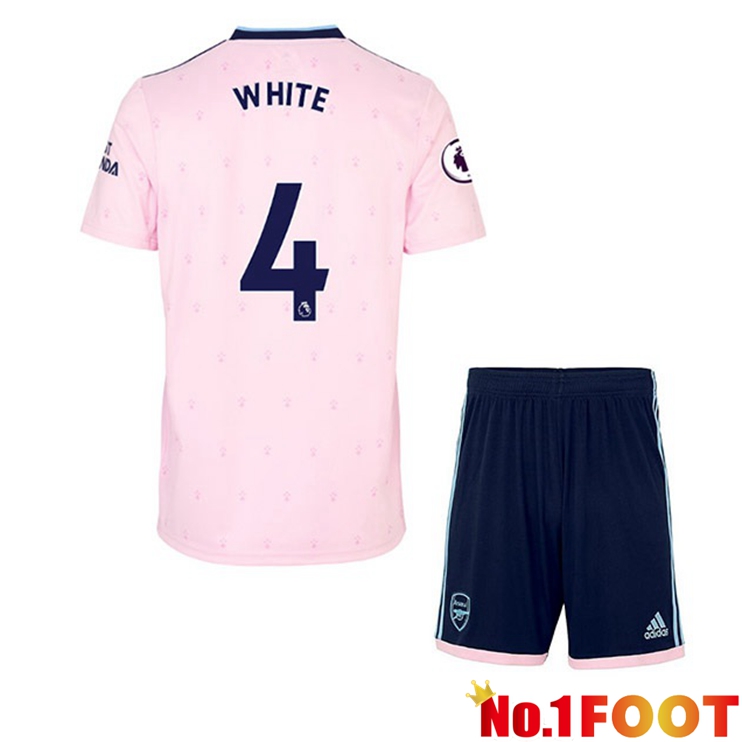 Arsenal (WHITE 4) Kids Football Jersey Away Pink 2022/2023