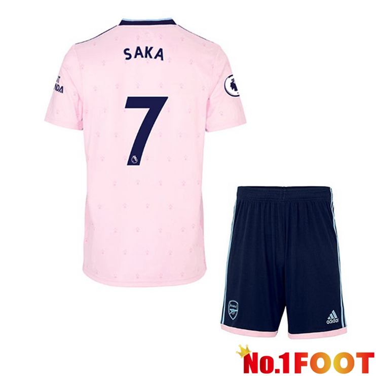 Arsenal (SAKA 7) Kids Football Jersey Away Pink 2022/2023