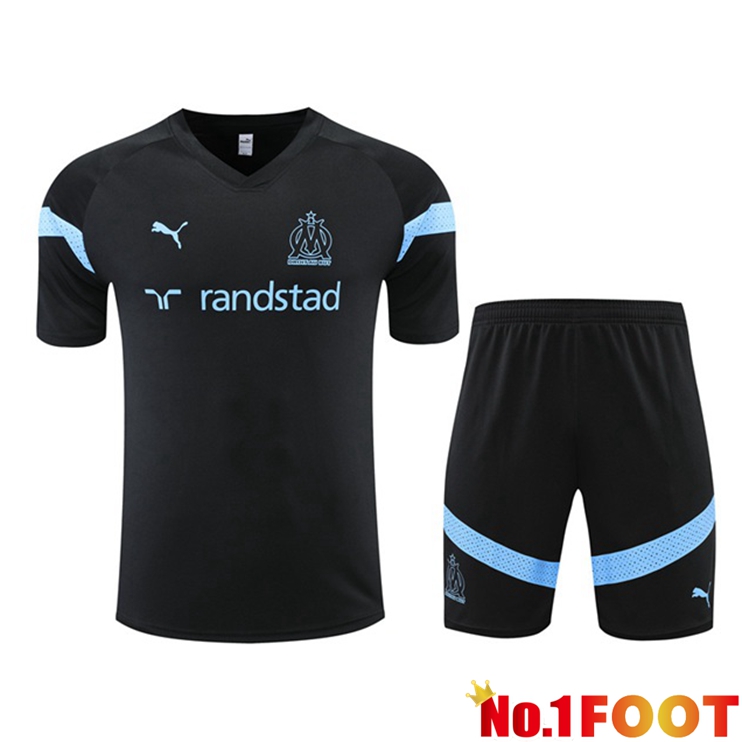 Marseille OM Training T Shirt + Shorts Black 2022/2023