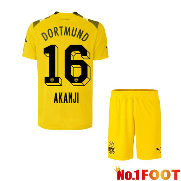 Dortmund BVB (Akanji 16) Kids Football Jersey cup Yellow 2022/2023