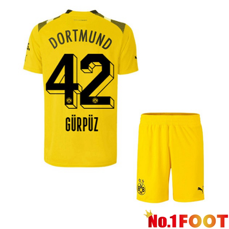 Dortmund BVB (Gürpüz 42) Kids Football Jersey cup Yellow 2022/2023