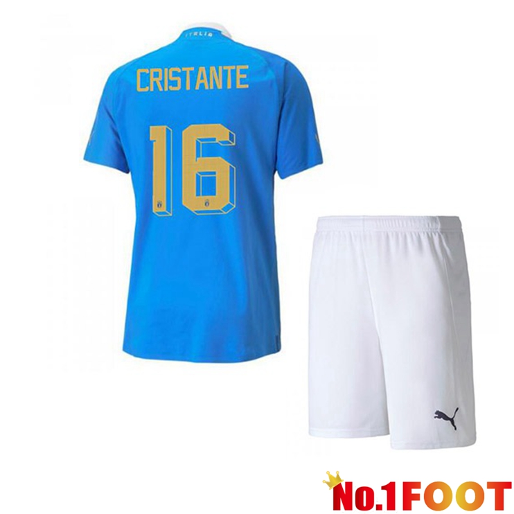 Italy（Cristante 16）Kids Football Jersey Home Blue 2022/2023