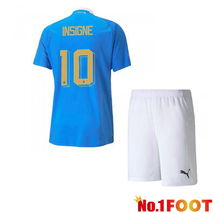 Italy（Insigne 10）Kids Football Jersey Home Blue 2022/2023