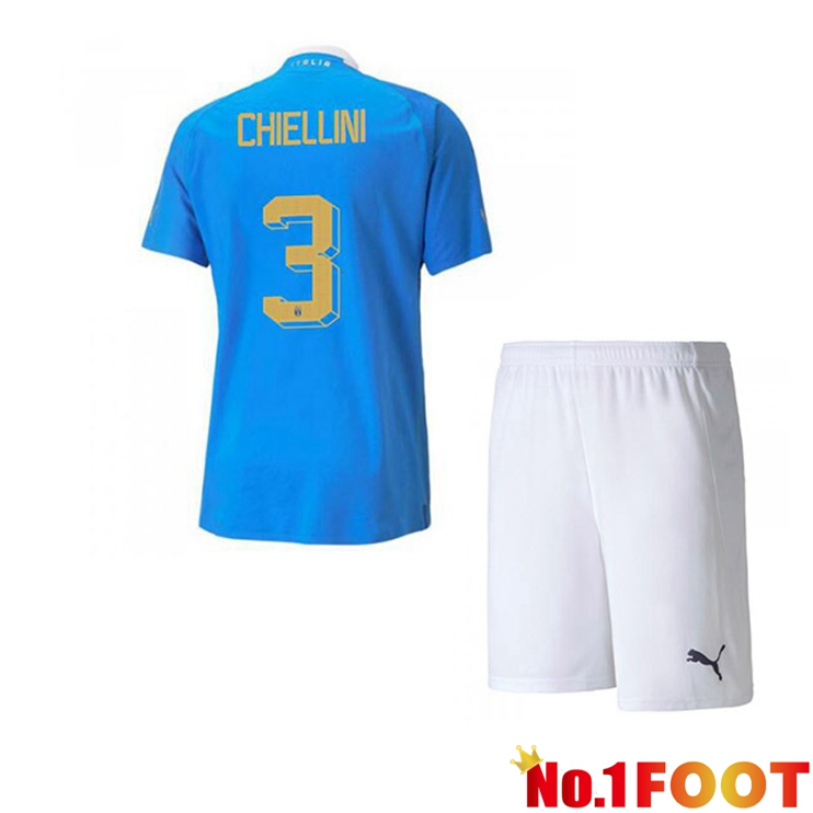 Italy（Chiellini 3）Kids Football Jersey Home Blue 2022/2023