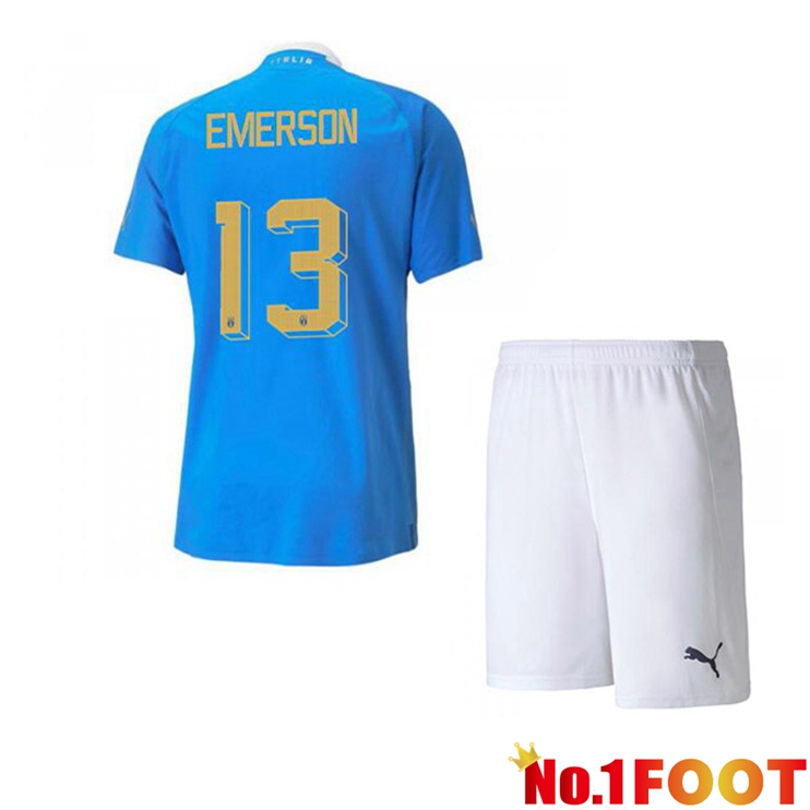 Italy（Emerson 13）Kids Football Jersey Home Blue 2022/2023