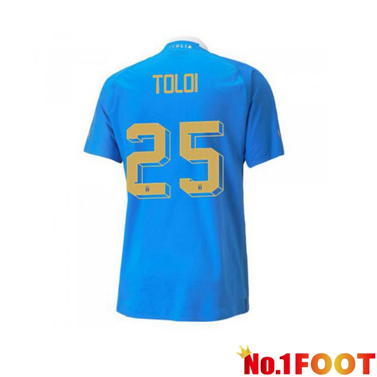 Italy（Toloi 25）Football Jersey Home Blue 2022/2023