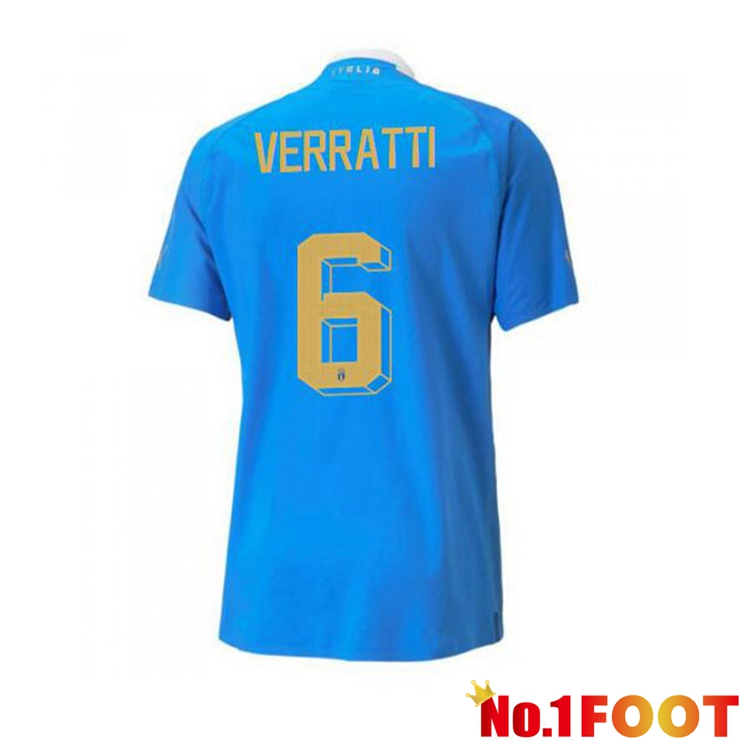 Italy（Verratti 6）Football Jersey Home Blue 2022/2023