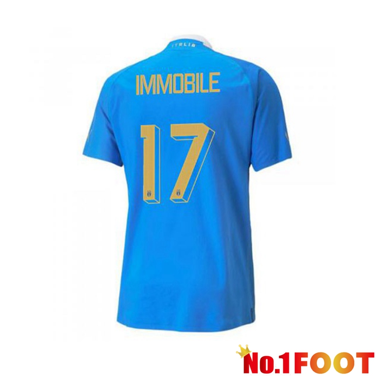 Italy（Immobile 17）Football Jersey Home Blue 2022/2023