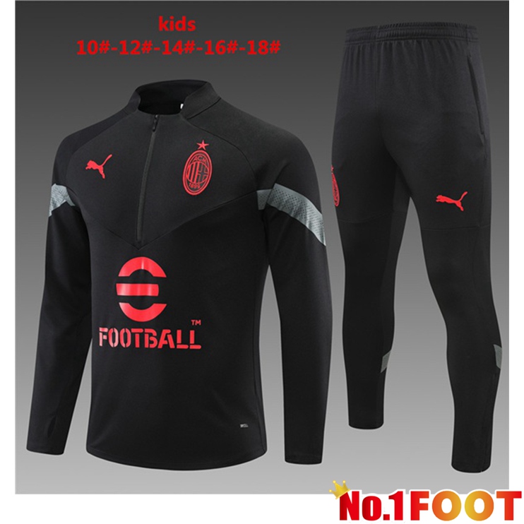 AC Milan Kids Training Tracksuit Suit Black 2022/2023