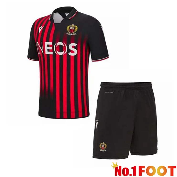 OGC Nice Kids Football Jersey Home Red Black 2022/2023