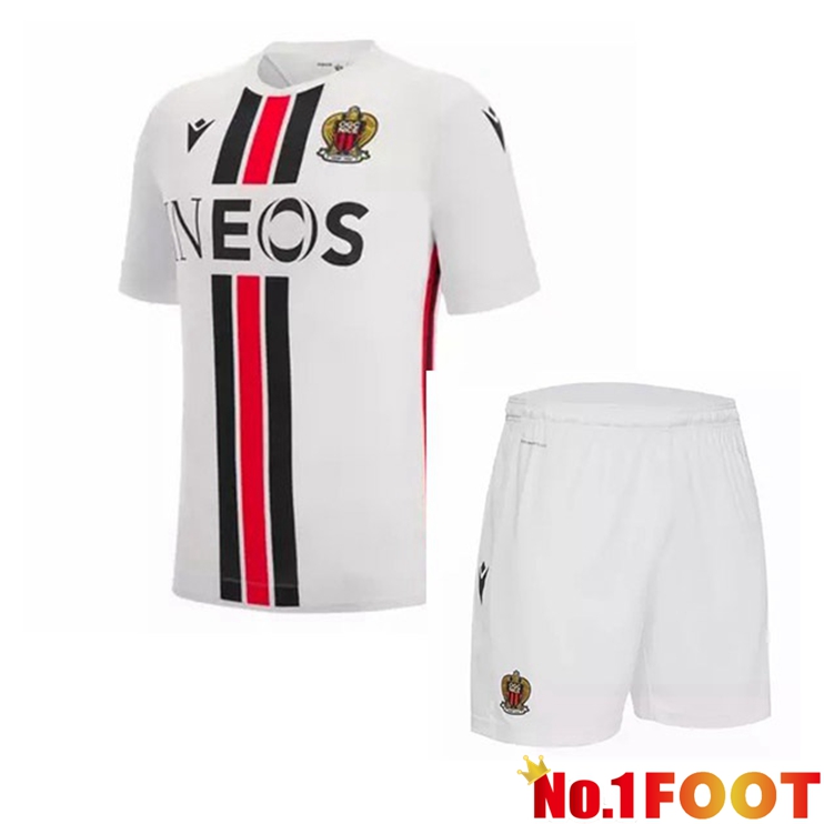 OGC Nice Kids Football Jersey Away White 2022/2023