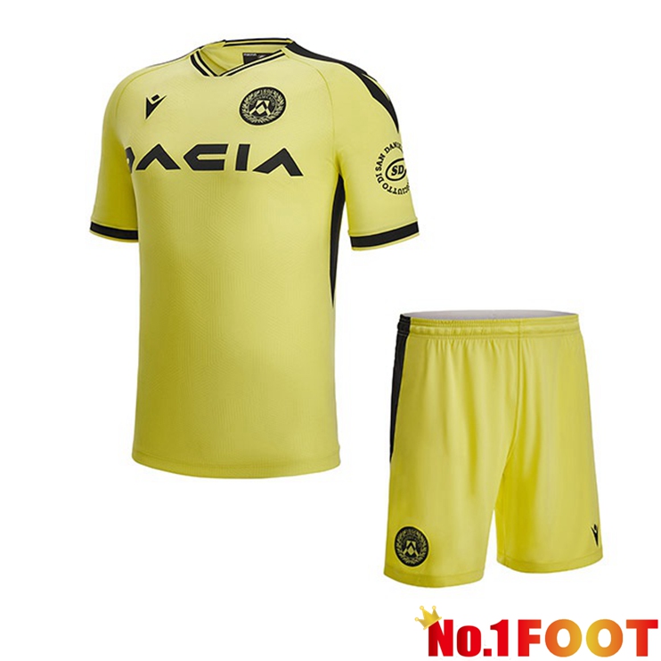 Udinese Calcio Kids Football Jersey Away Black Yellow 2022/2023 - Click Image to Close