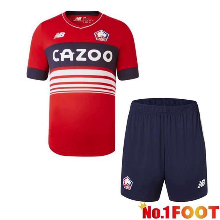 Lille OSC Kids Football Jersey Home Red 2022/2023