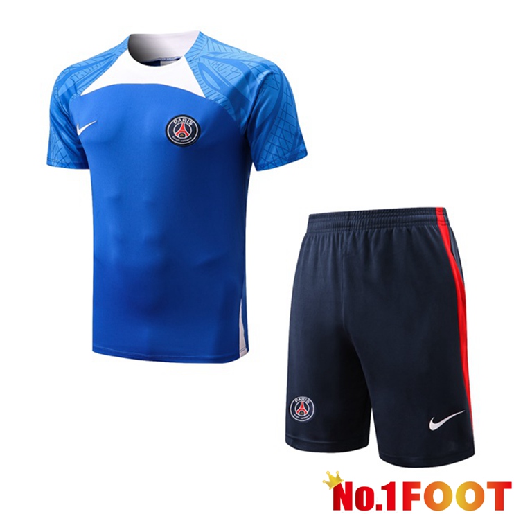 Paris PSG Training T Shirt + Shorts Blue 2022/2023