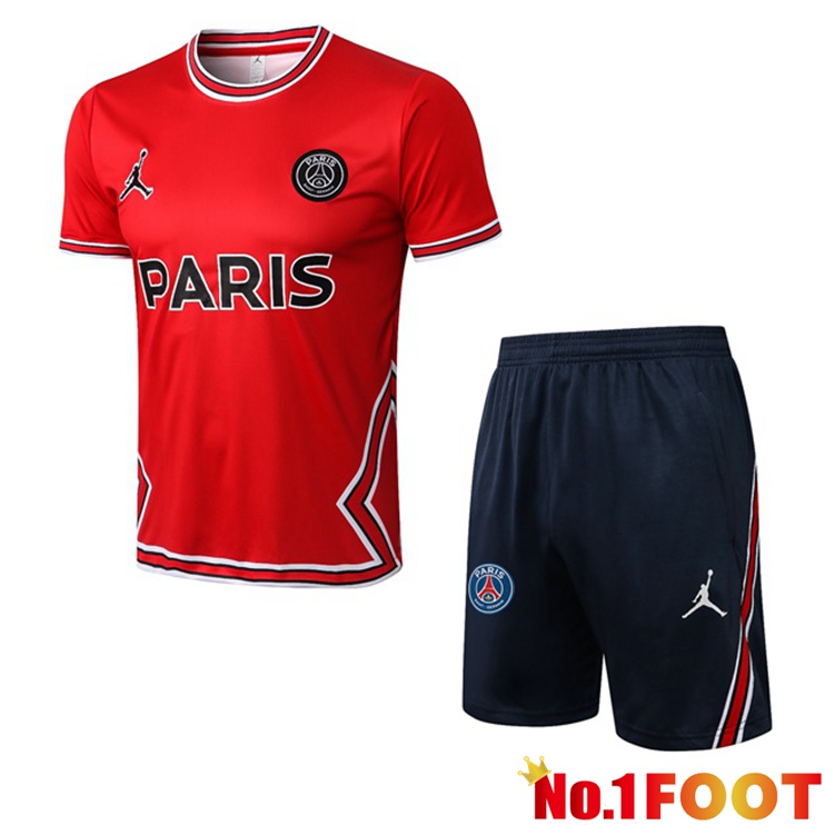 Paris PSG Training T Shirt + Shorts Red 2022/2023