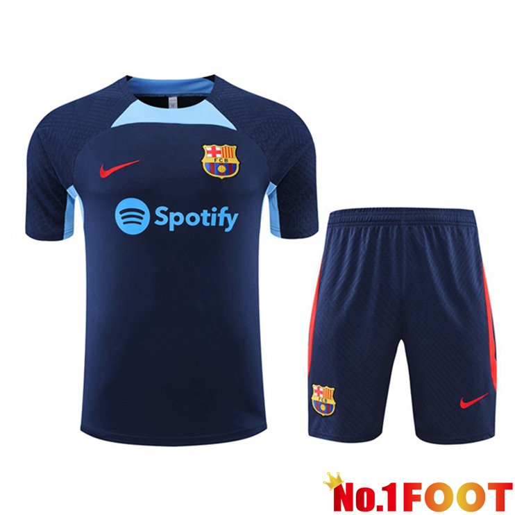 FC Barcelona Training T Shirt + Shorts Blue 2022/2023