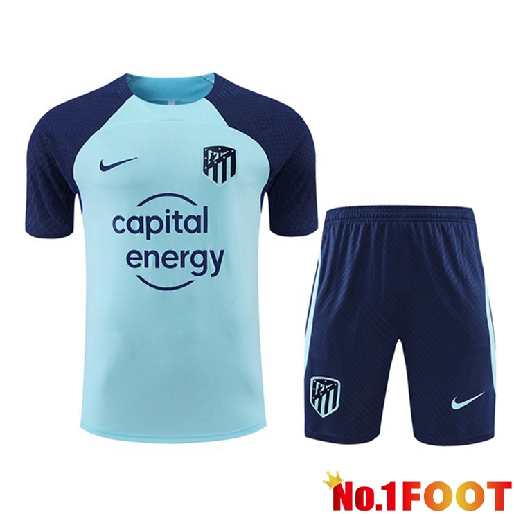 Atletico Madrid Training T Shirt + Shorts Blue 2022/2023