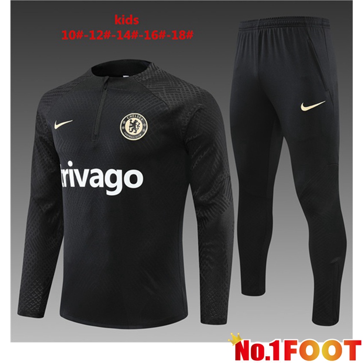 FC Chelsea Kids Training Tracksuit Suit Black 2022/2023