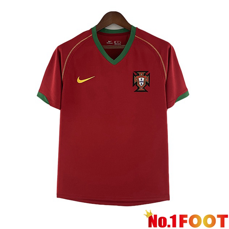 Portugal Football Jersey Home Retro Red 2006