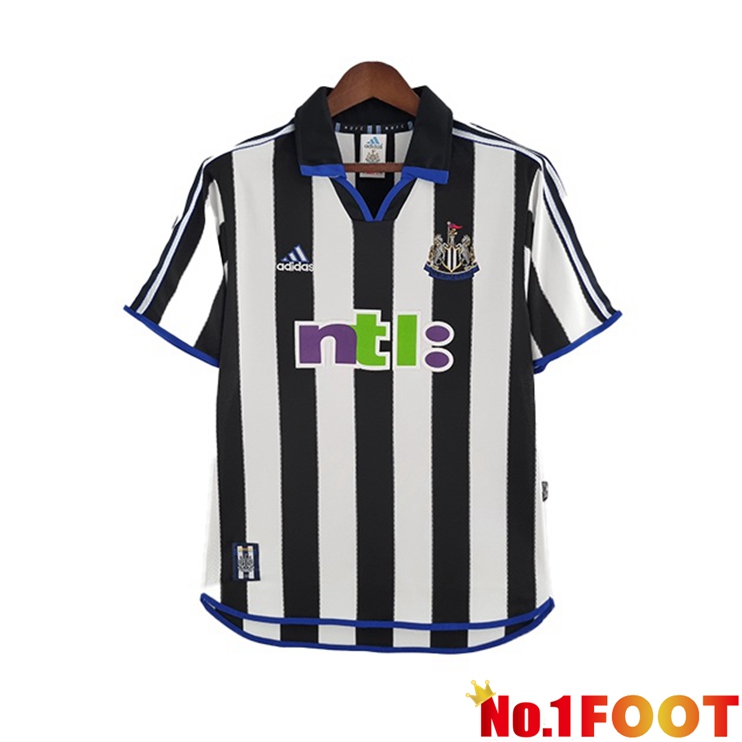 Newcastle United Football Jersey Home Retro Black White 2000-2001