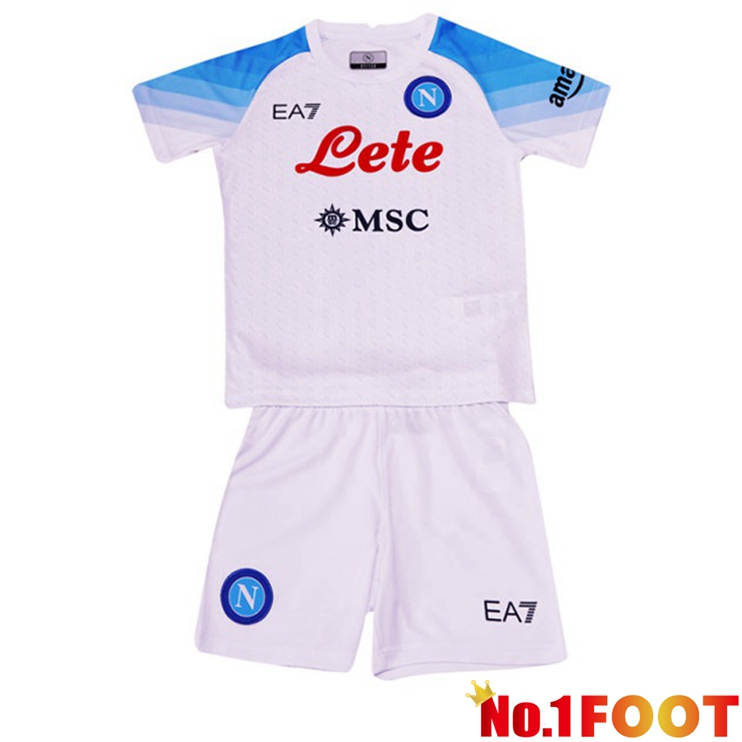 SSC Napoli Kids Football Jersey Away White 2022/2023