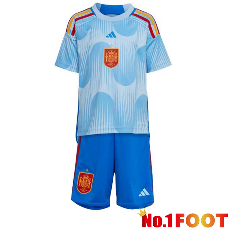 Spain Kids Football Jerseys Away Blue White 2022-2023