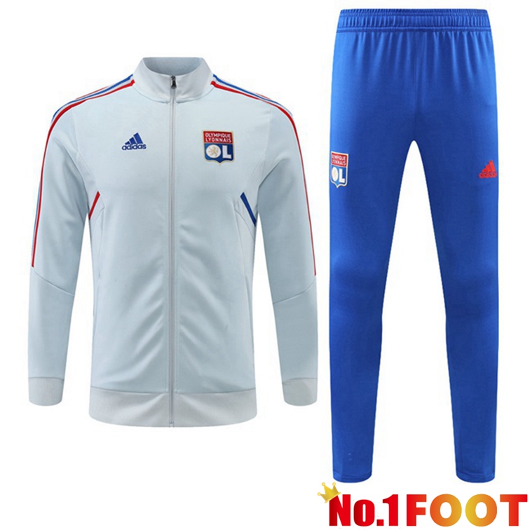 Olympique Lyon Training Jacket Suit Blue Gray 2022-2023