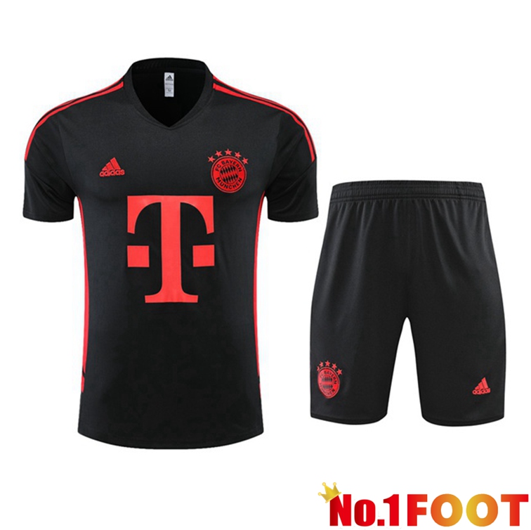 Bayern Munich Training T Shirt + Shorts Black 2022-2023