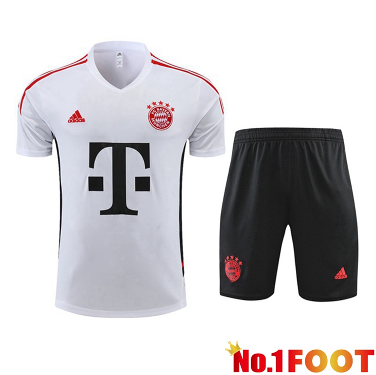 Bayern Munich Training T Shirt + Shorts White 2022-2023