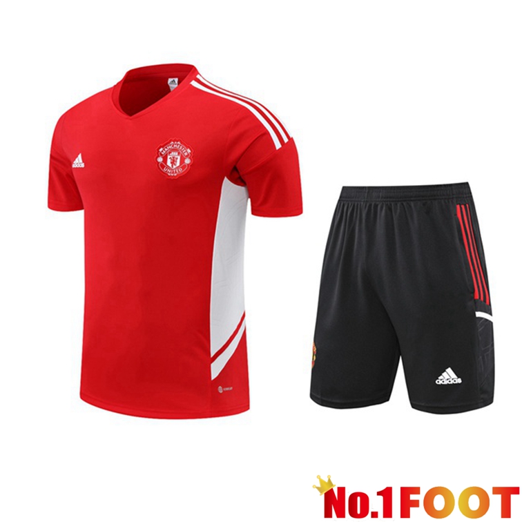 Manchester United Training T Shirt + Shorts Red 2022-2023