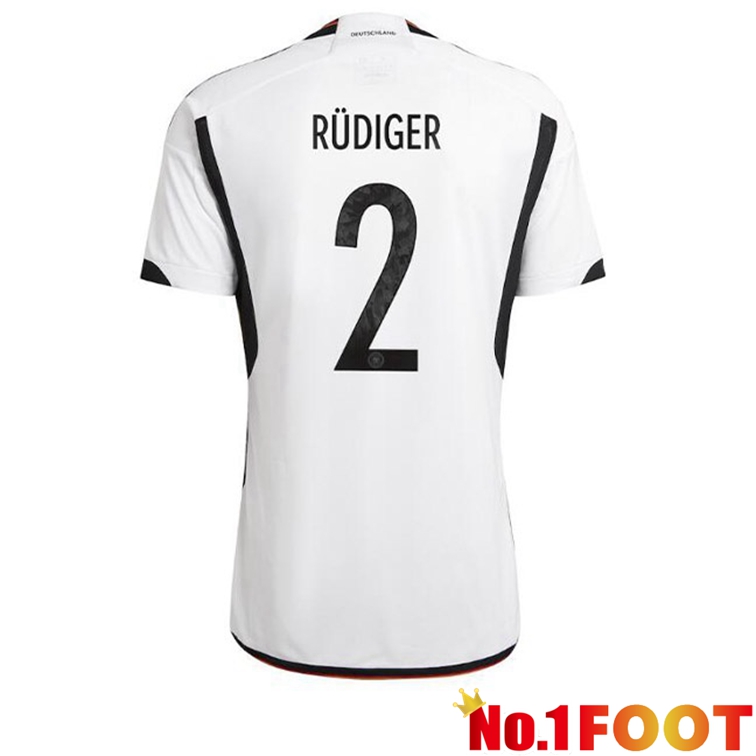 Germany (RÜDIGER 2) Football Jerseys Home Black White World Cup 2022