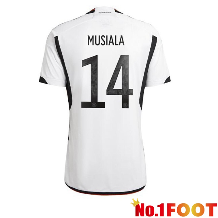 Germany (MUSIALA 14) Football Jerseys Home Black White World Cup 2022