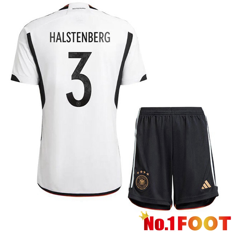 Germany (HALSTENBERG 3) Kids Football Jerseys Home Black White World Cup 2022